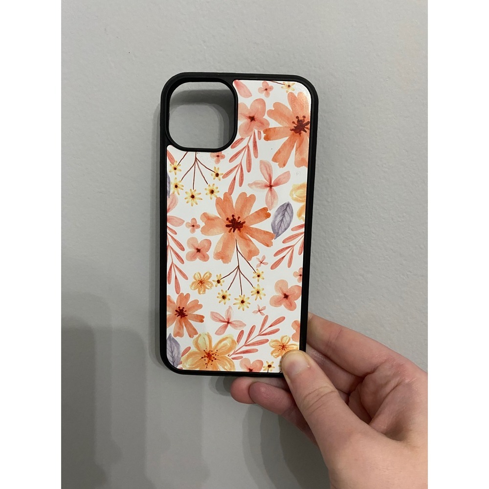 Floral Phone Case iPhone 13 Orange White Watercolor Flower Pattern Grip Bumper
